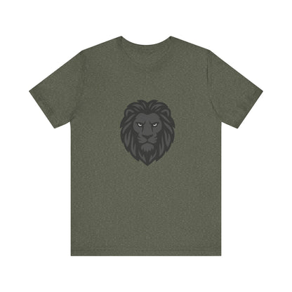 Dark Lion Graphic T-Shirt – Dark Theme Grayscale Lion Face Design on Black Tee for Strength, Confidence, and Modern Ghost Effect Style. Unisex Jersey Short Sleeve Tee