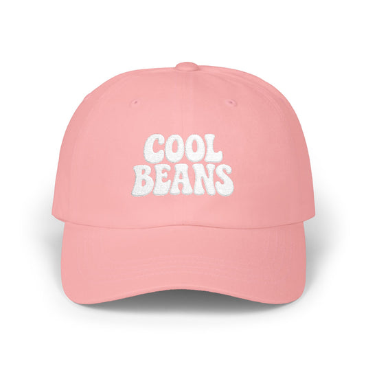 Cool Beans Classic Dad Hat – Embroidered Minimalist Text Hat for Chill Vibes and Quiet Comedy Fans. White Letters