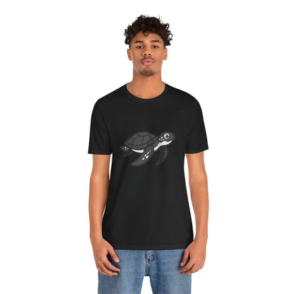 Sea Turtle Graphic Tee Dark Theme – Peaceful Ocean Vector Design with Minimalist Style