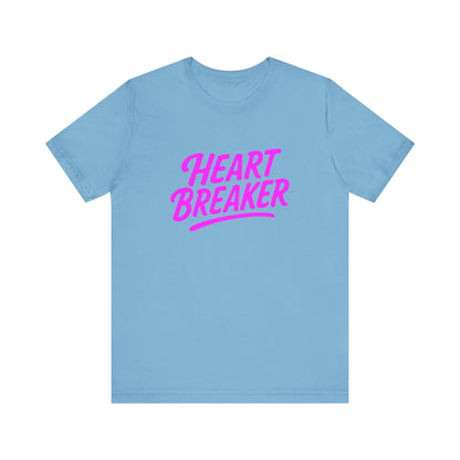 Colorful Design Heartbreaker Shirt – Neon Pink Retro Script Tee for Bold Women with Savage Energy. Unisex Jersey Short Sleeve Tee