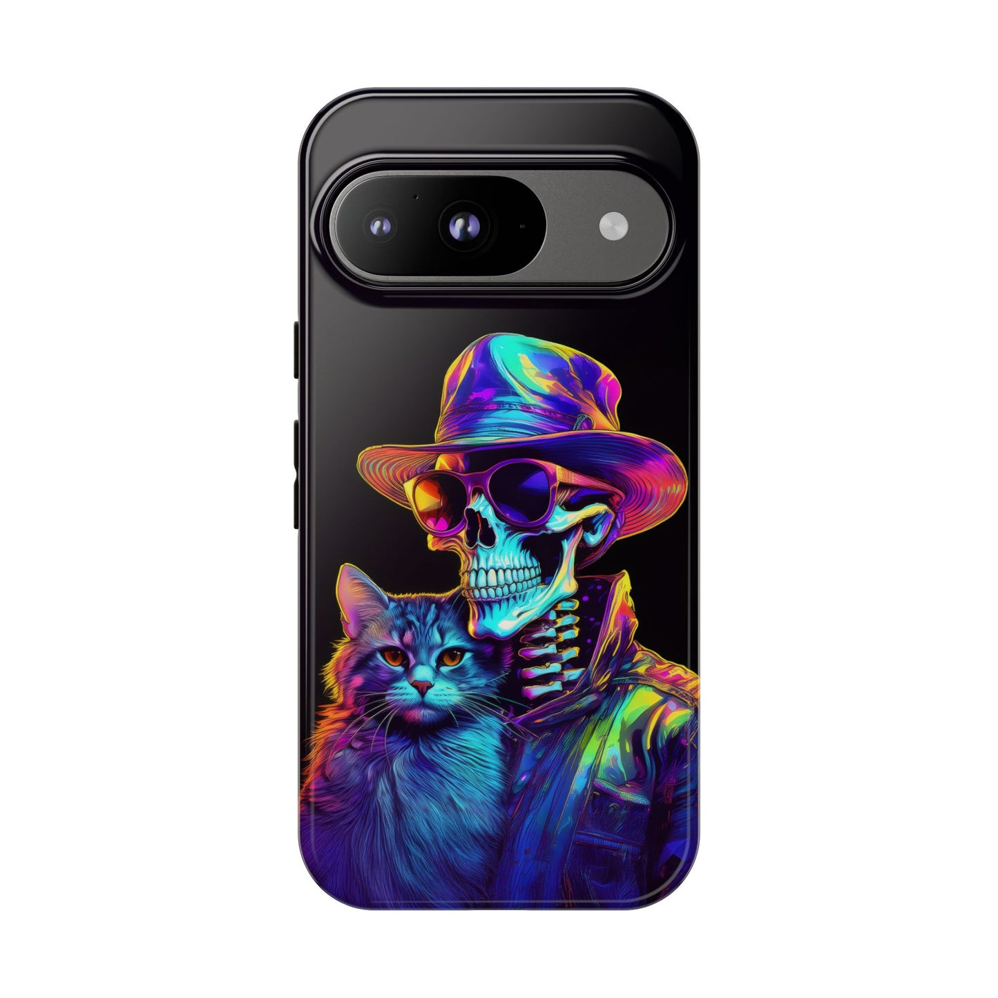 Skeleton holding a Cat Cell Phone Case 002