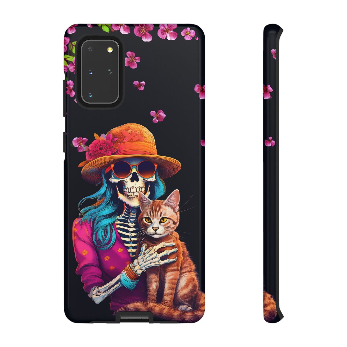 Skeleton holding a Cat Cell Phone Case 001