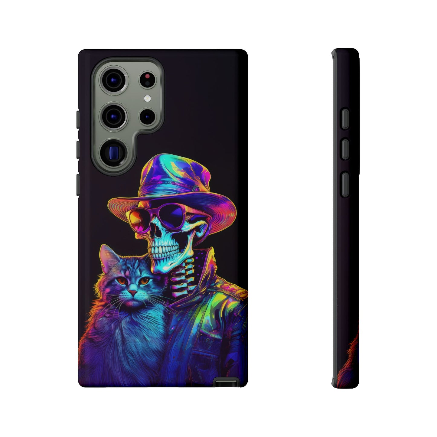 Skeleton holding a Cat Cell Phone Case 002