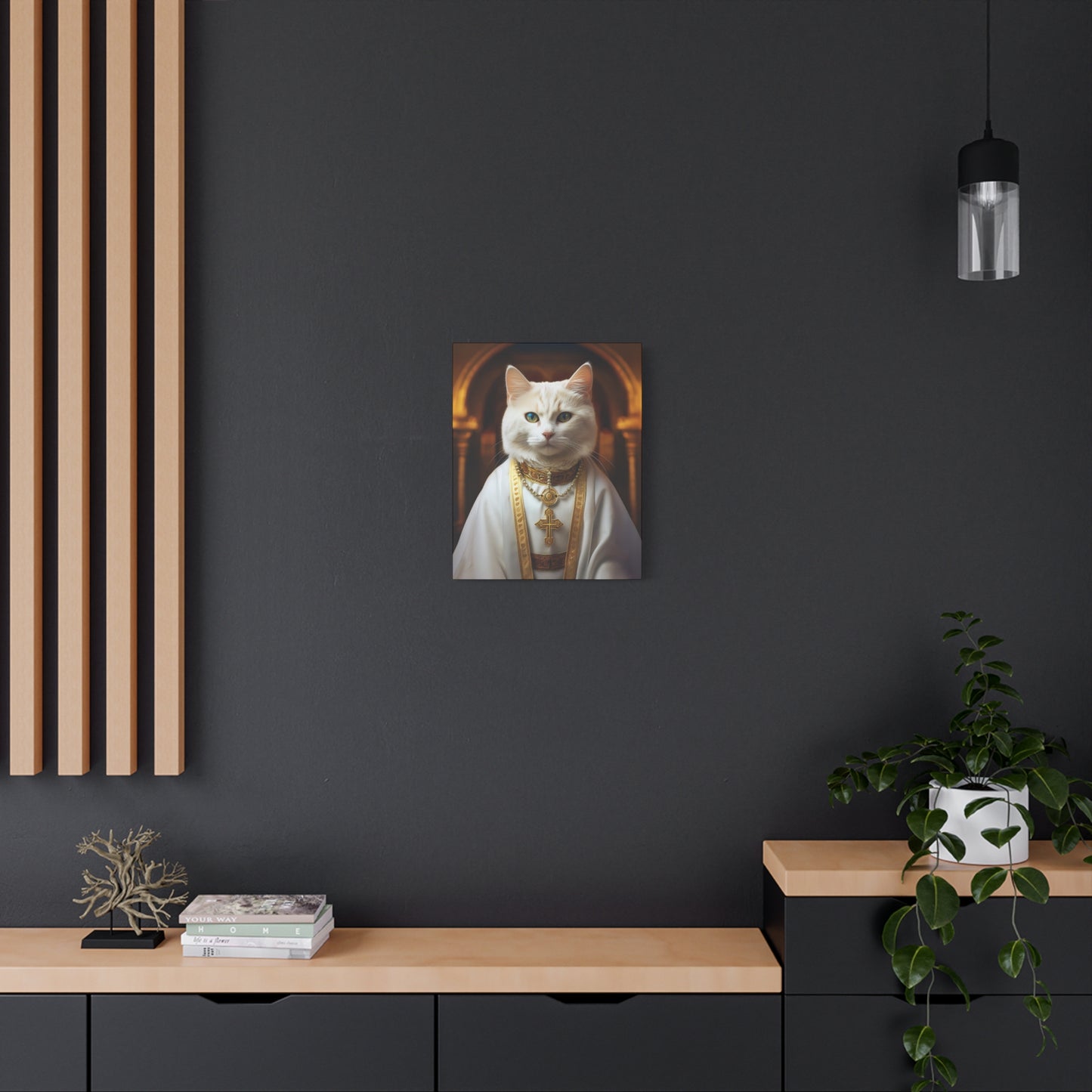 Cat-holic Priest Canvas Art | Stretched Matte Wall Decor