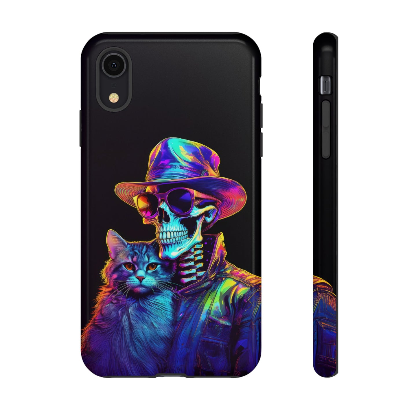 Skeleton holding a Cat Cell Phone Case 002