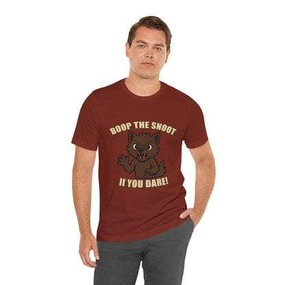 Boop the Snoot If You Dare Halloween Shirt – Funny Werewolf Halloween Graphic Unisex Jersey Short Sleeve Tee for Dog Lovers.
