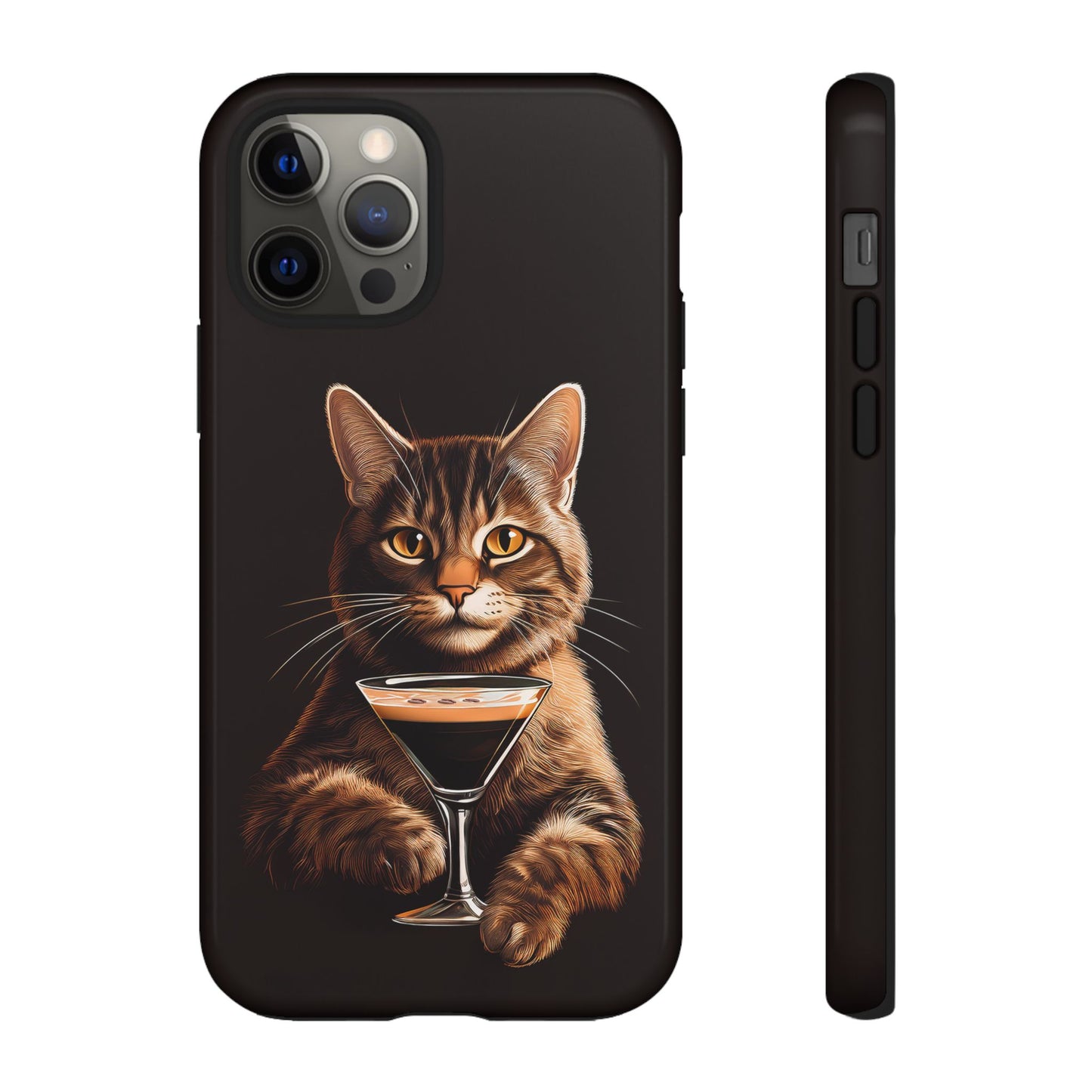 Sophisticated Cat with Espresso Martini Cell Phone Case 001