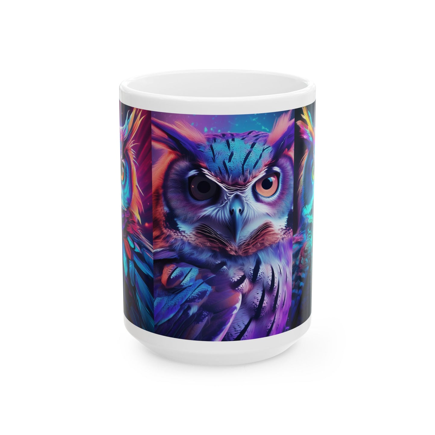 Colorful Owls Ceramic Mug, (11oz, 15oz)