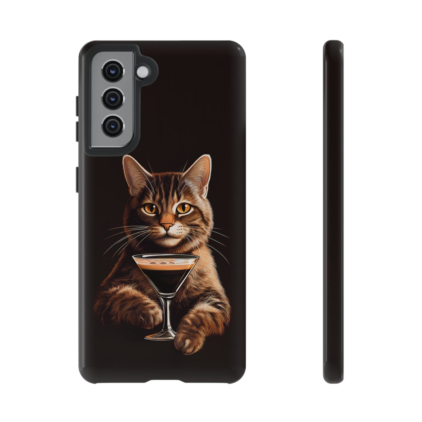 Sophisticated Cat with Espresso Martini Cell Phone Case 001