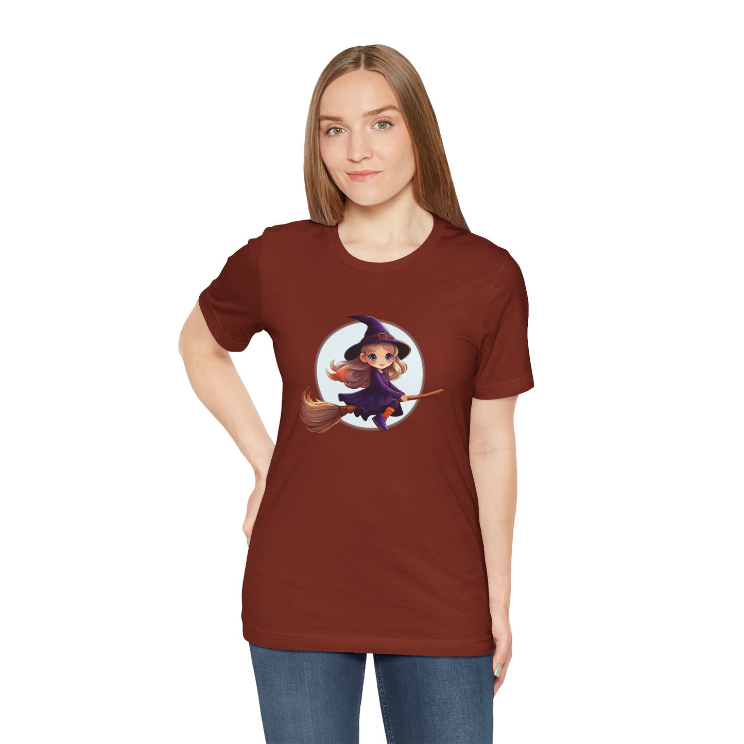 Cute Witch on a Broom Halloween Shirt – Adorable Flying Witch Graphic Tee for Kids and Magic Lovers