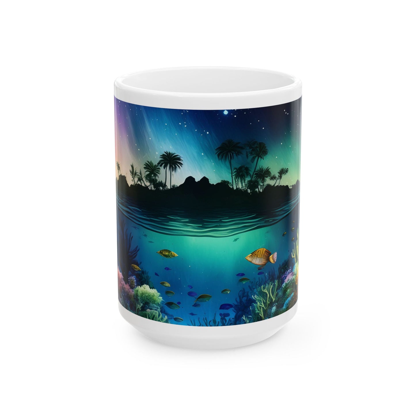 Auroras Over The Ocean Ceramic Mug, (11oz, 15oz)