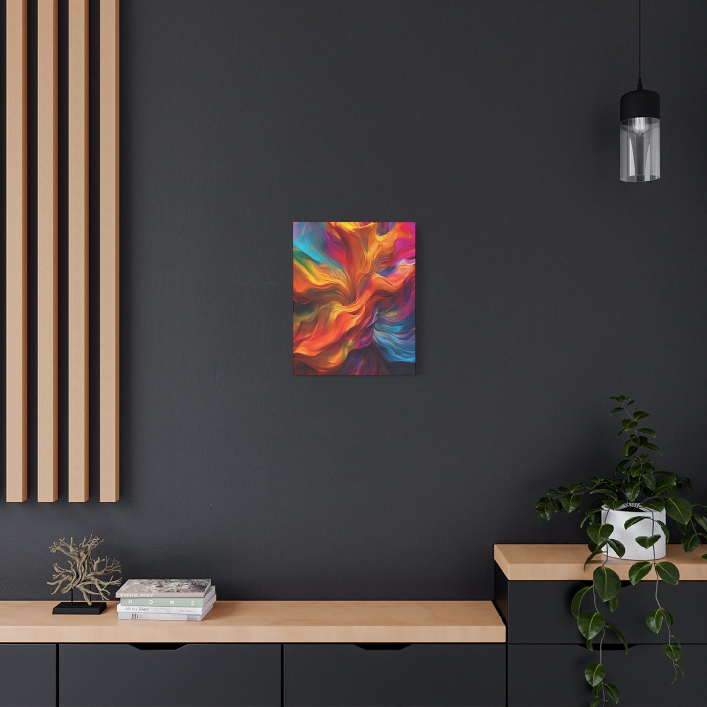 Rainbow Waves Vibrant Abstract Canvas Art - Colorful Stretched Wall Decor