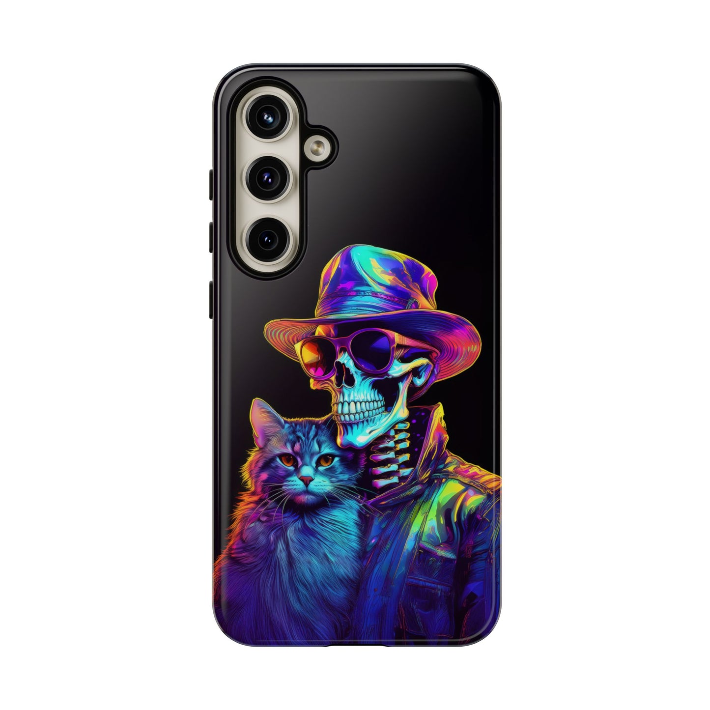 Skeleton holding a Cat Cell Phone Case 002