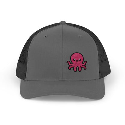 Cute Octopus Trucker Hat – Embroidered Kawaii Sea Creature Hat for Ocean Lovers and Tentacle Fans