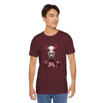 Fierce Devil Woman Halloween Shirt – Seductive Demon Graphic Tee for Bold Halloween Style