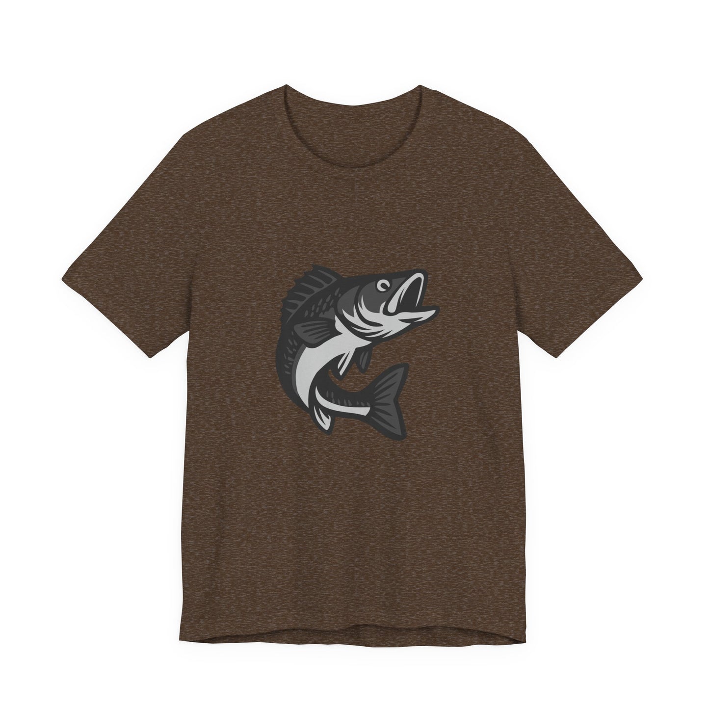 Walleye Fishing Graphic T-Shirt – Dark Theme Grayscale Freshwater Game Fish Design on Black Tee with Angler Energy and Modern Ghost Effect. Unisex Jersey Short Sleeve Tee
