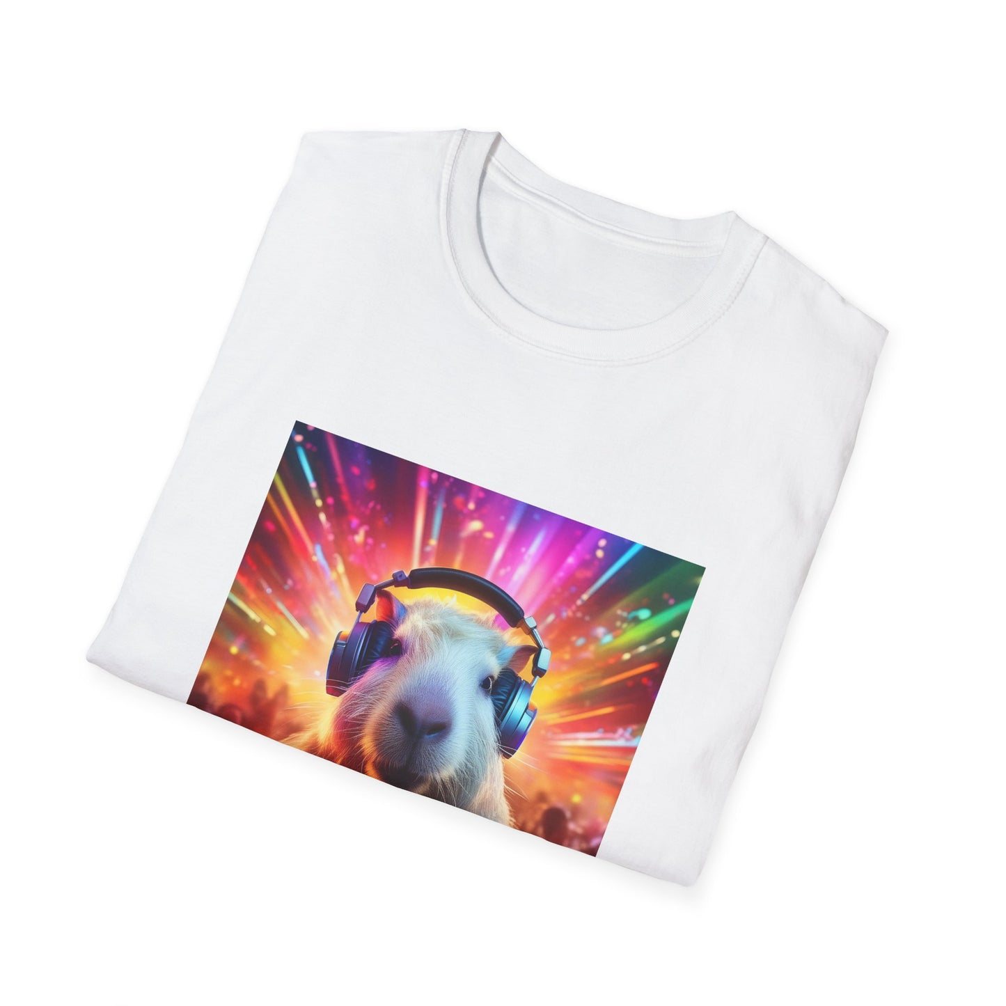 Capybara DJ EDM festival. Unisex Softstyle T-Shirt