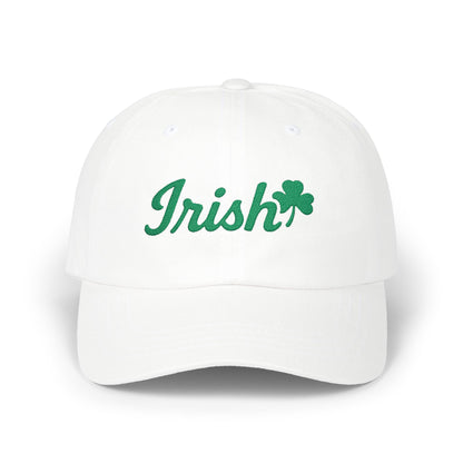 Irish Embroidered Classic Dad Hat – Green Shamrock Baseball Hat with Script Text for St. Patrick’s Day, Irish Pride, and Everyday Luck