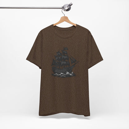 Pirate Ship Graphic Tee Dark Theme – Bold Vector Design with Ghostly Ocean Vibes