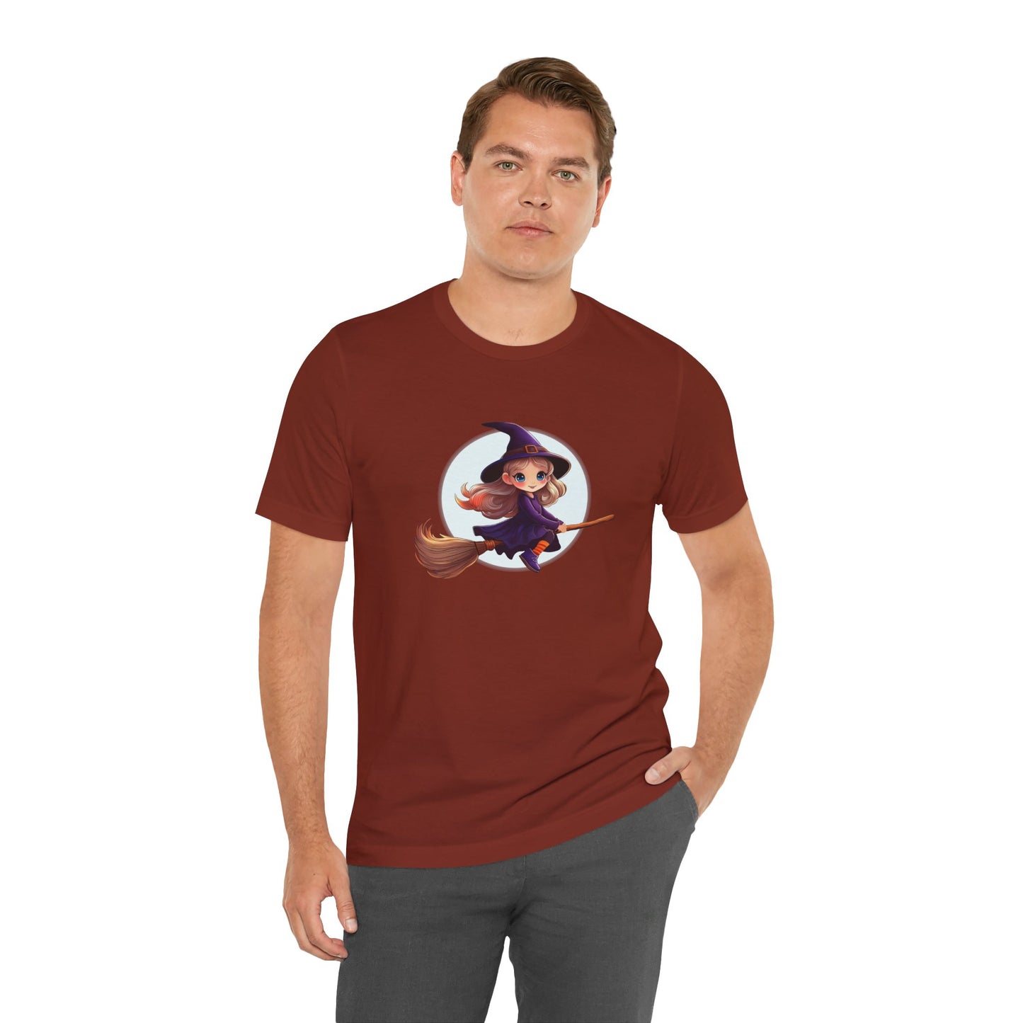 Cute Witch on a Broom Halloween Shirt – Adorable Flying Witch Graphic Tee for Kids and Magic Lovers