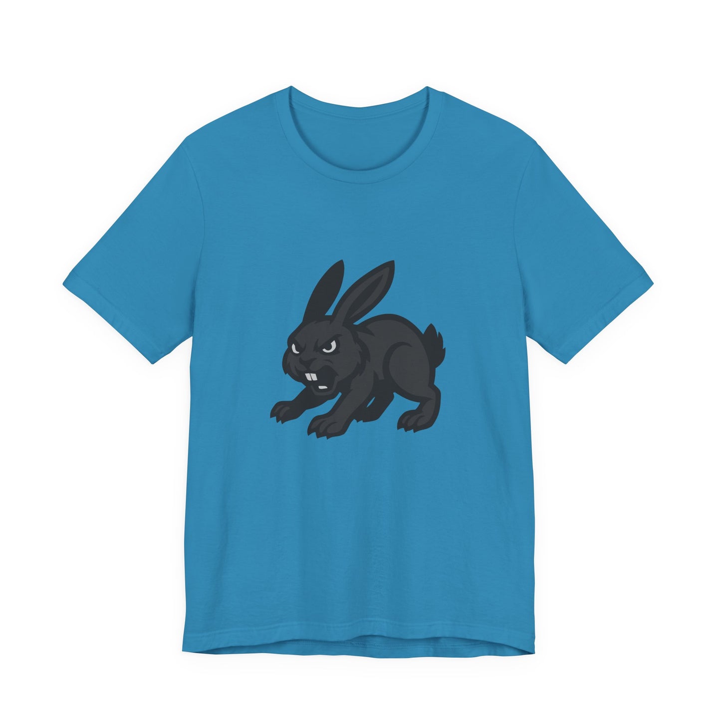 Angry Bunny Graphic T-Shirt – Fierce Black Rabbit Dark Theme Design on Dark Tee for Streetwear, Gym Style, or Bold Animal Aesthetic. Unisex Jersey Short Sleeve Tee