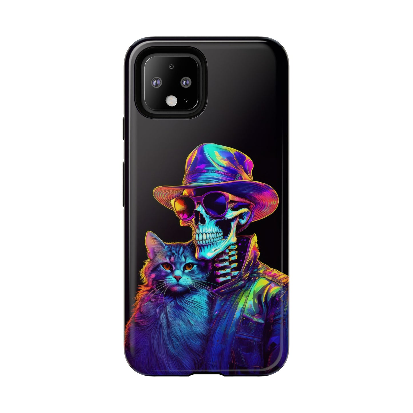 Skeleton holding a Cat Cell Phone Case 002