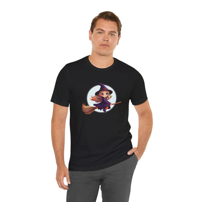Cute Witch on a Broom Halloween Shirt – Adorable Flying Witch Graphic Tee for Kids and Magic Lovers