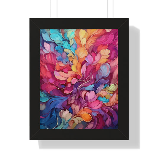 Vibrant Floral Framed Vertical Poster - Colorful Wall Art for Home Decor