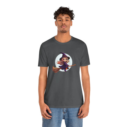 Cute Witch on a Broom Halloween Shirt – Adorable Flying Witch Graphic Tee for Kids and Magic Lovers