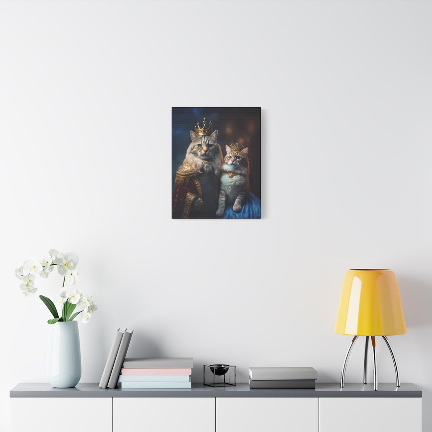 The Royal King and Queen of Meowsington Canvas Art | Stretched Matte Wall Decor 002