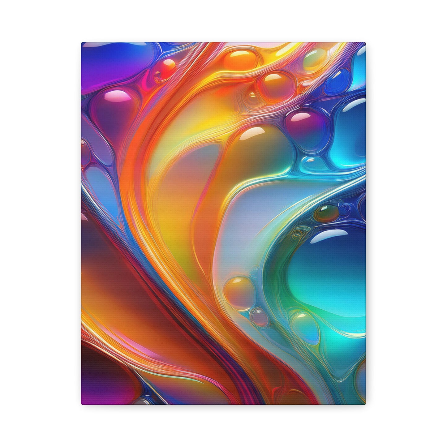 Flowing Glass Abstract Art Canvas Print - Colorful Fluid Design, Stretched Wall Decor