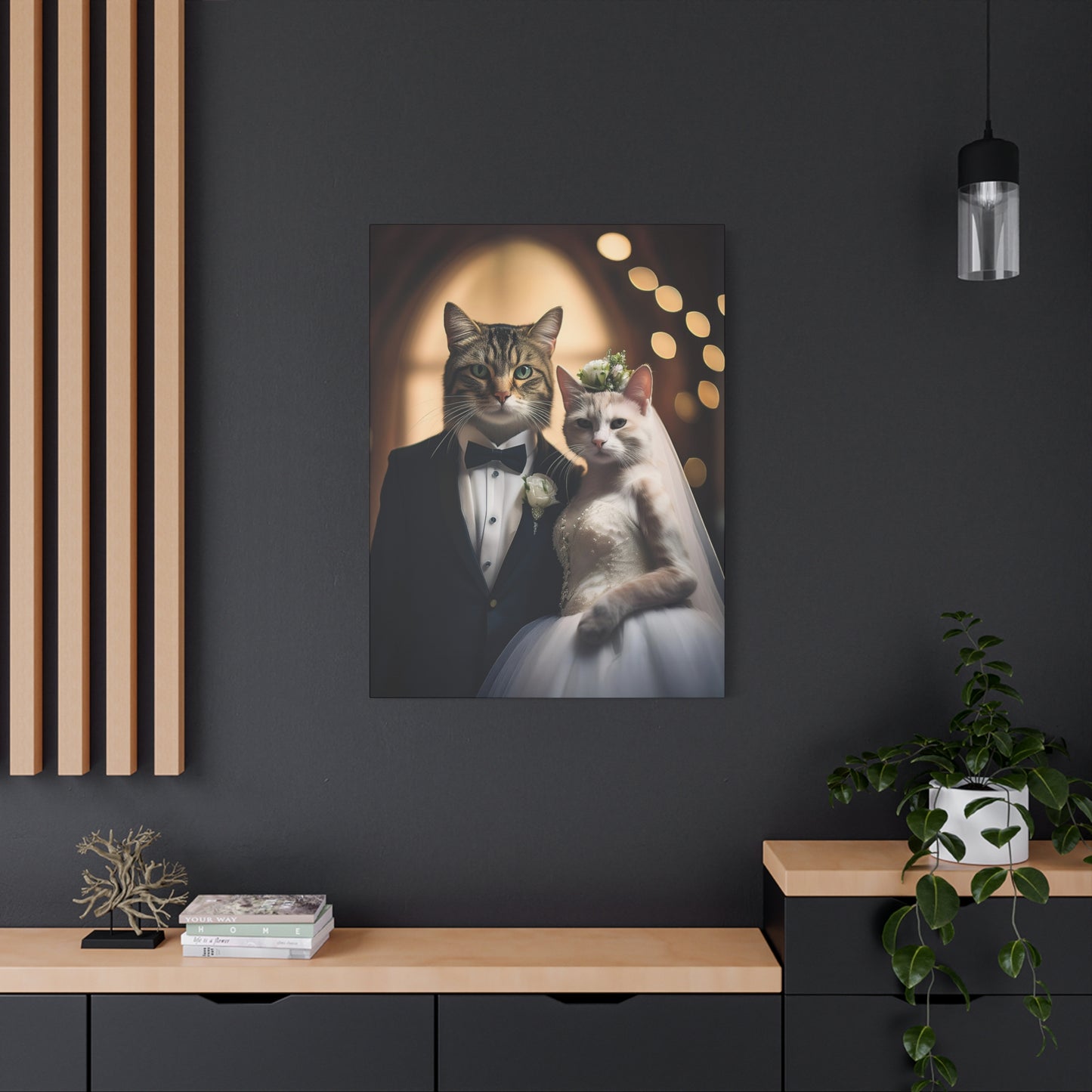 Cat Wedding Day Canvas Art | Stretched Matte Wall Decor 001