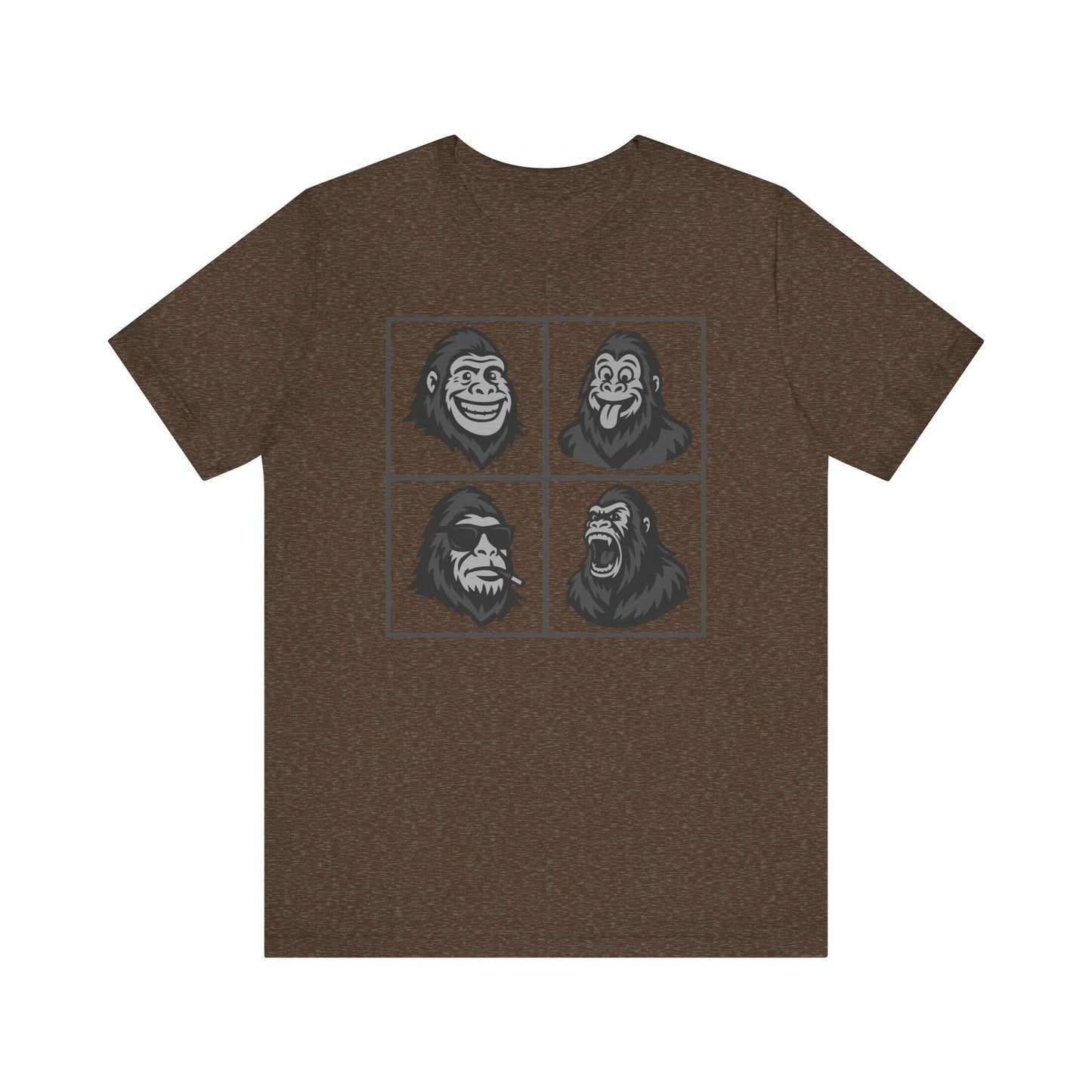 Bigfoot Expression Collage Graphic Tee Dark Theme – Funny and Fierce Sasquatch Faces Design
