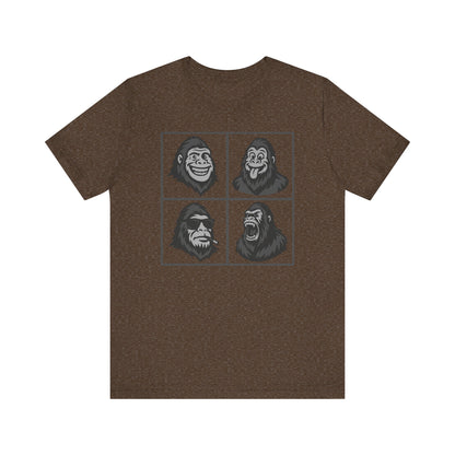Bigfoot Expression Collage Graphic Tee Dark Theme – Funny and Fierce Sasquatch Faces Design