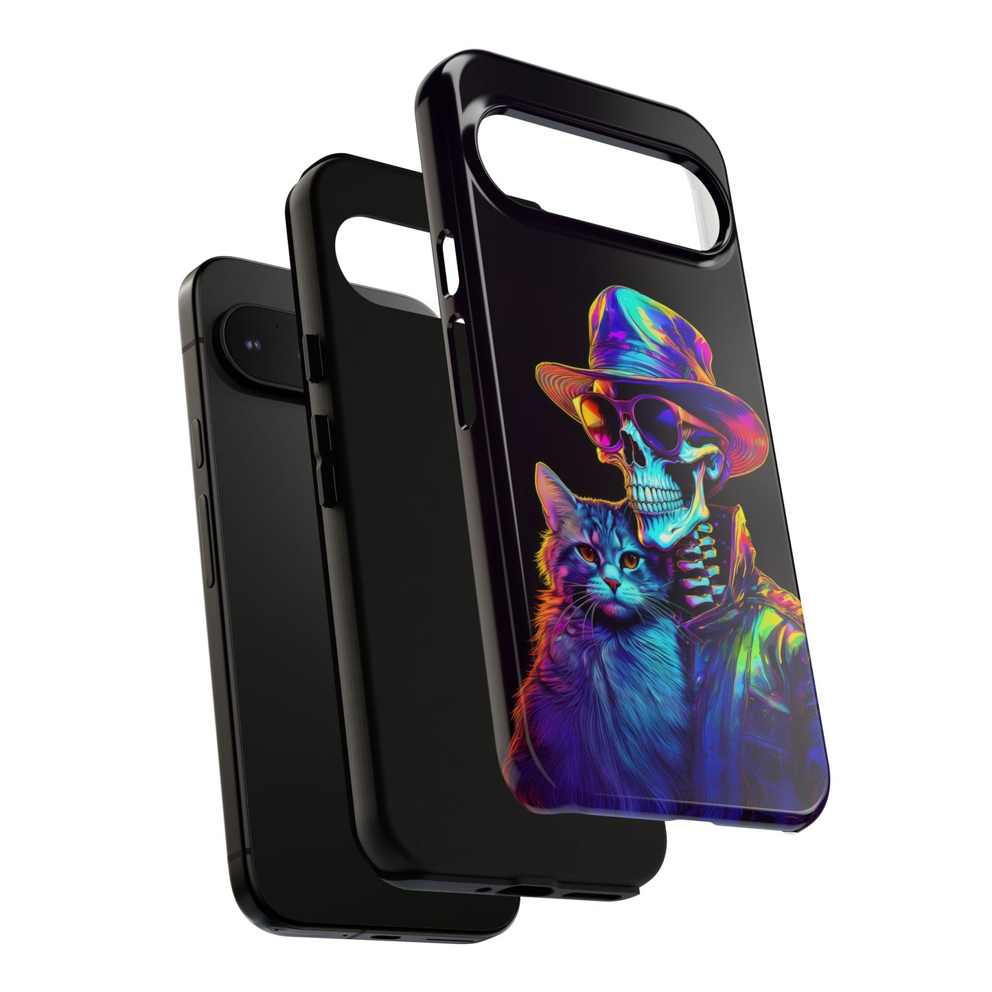 Skeleton holding a Cat Cell Phone Case 002