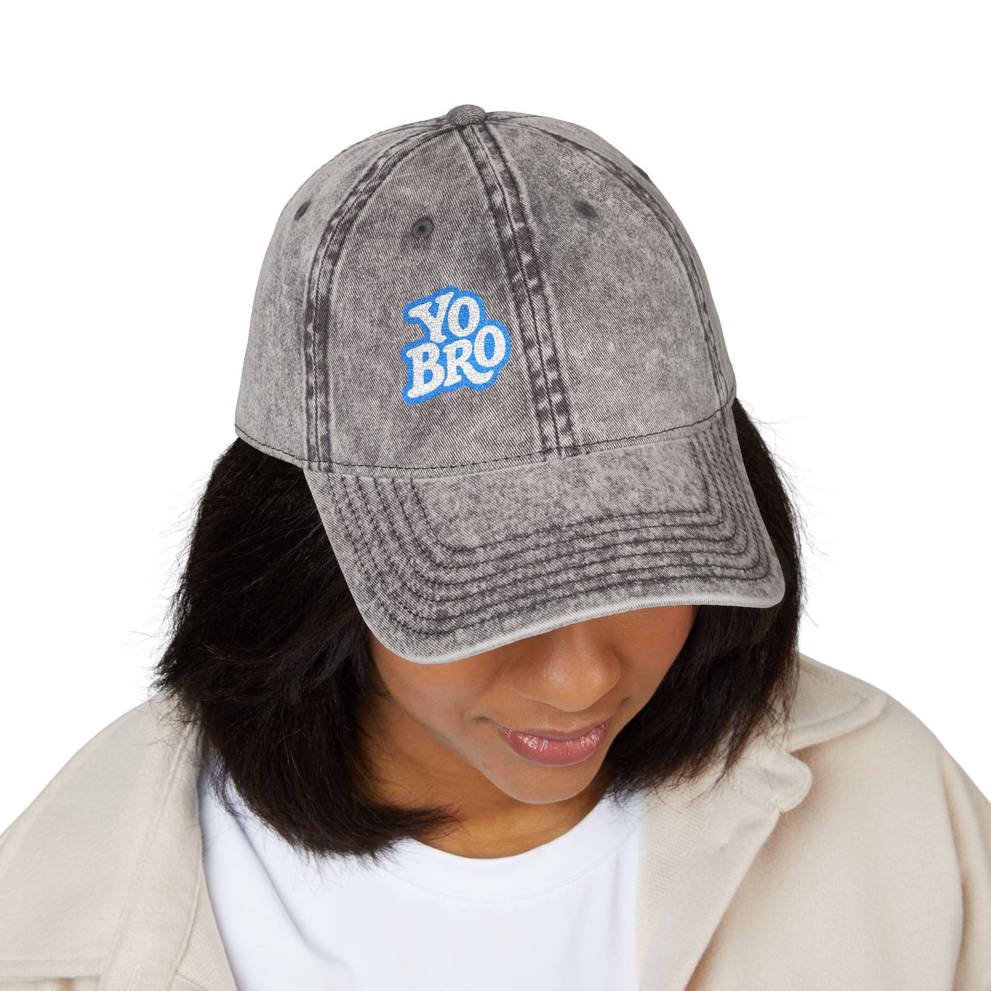 Yo Bro Vintage Hat – Funny Bold Embroidered Hat for Men and Women with Bro Energy