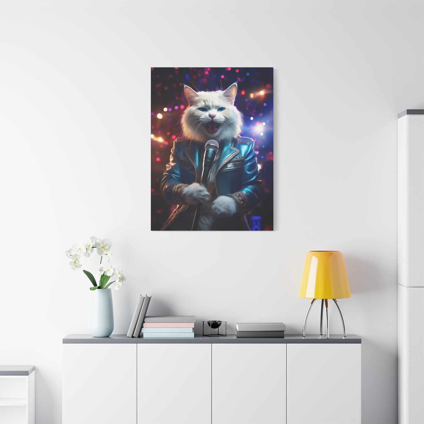 Purr-fectly Cool Lounge Cat Canvas Art | Stretched Matte Wall Decor 004