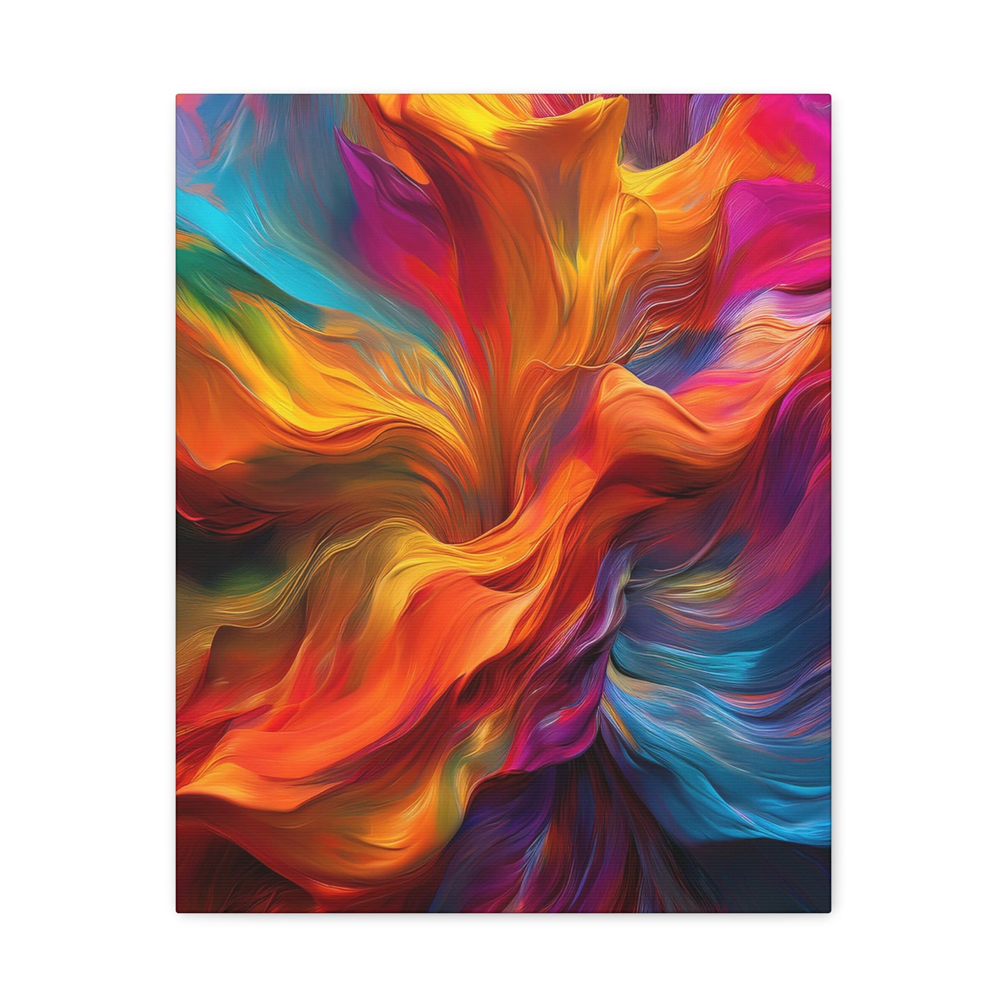 Rainbow Waves Vibrant Abstract Canvas Art - Colorful Stretched Wall Decor