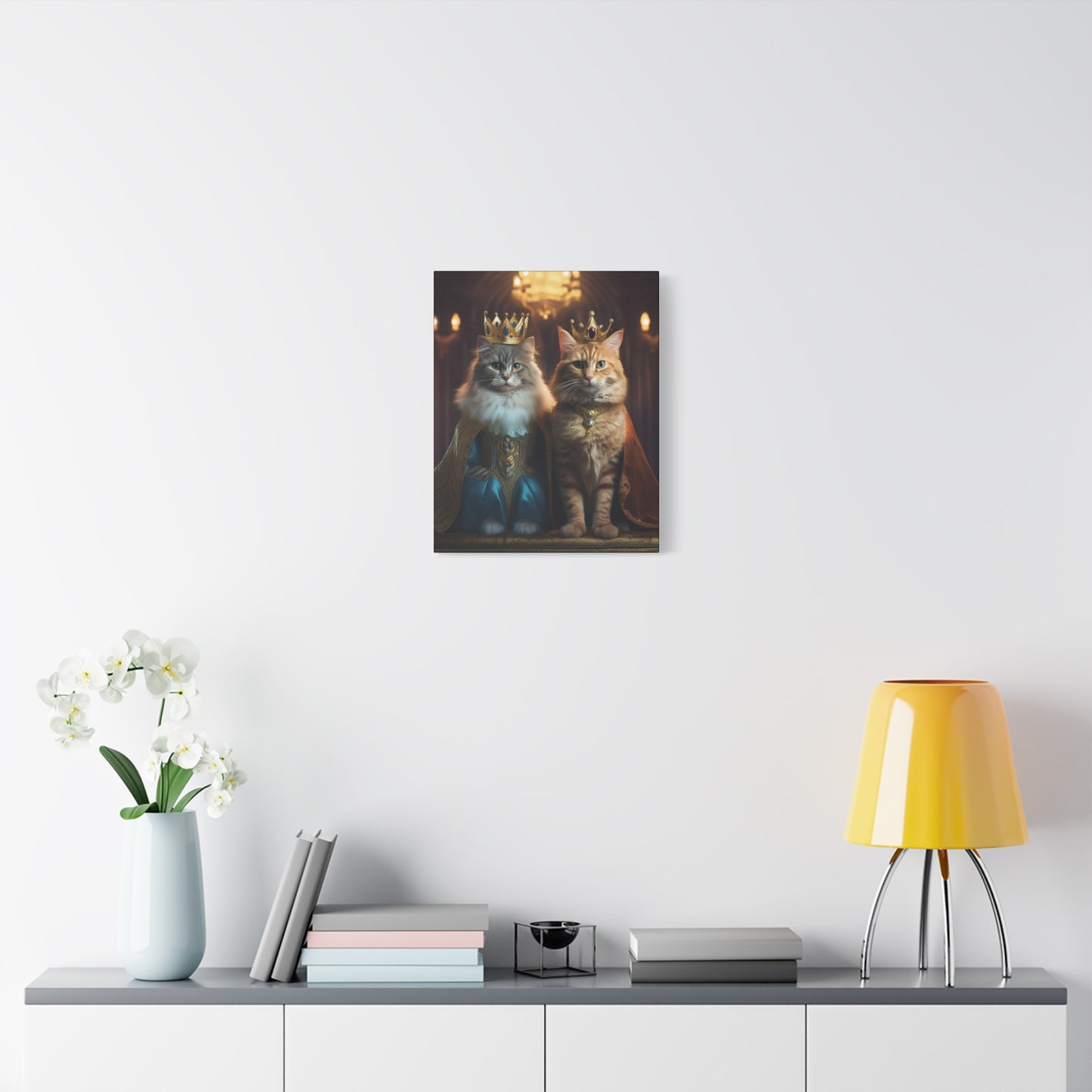 The Royal King and Queen of Meowsington Canvas Art | Stretched Matte Wall Decor 003