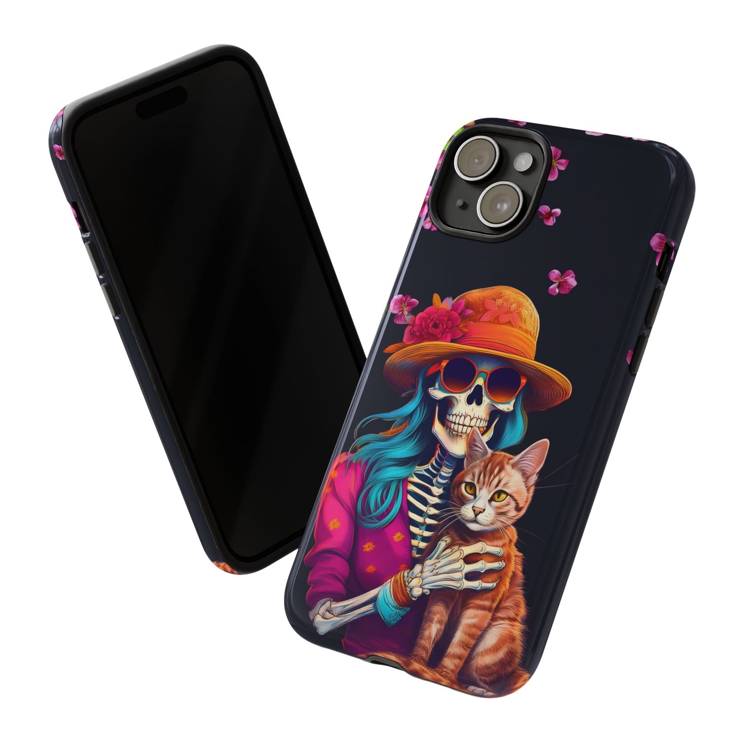 Skeleton holding a Cat Cell Phone Case 001