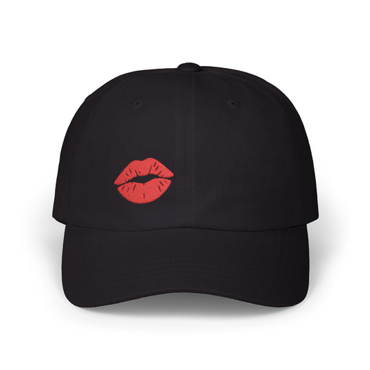 Red Lips Classic Dad Hat – Embroidered Lip Hat for Bold Style, Sassy Vibes, and Flirty Streetwear Looks