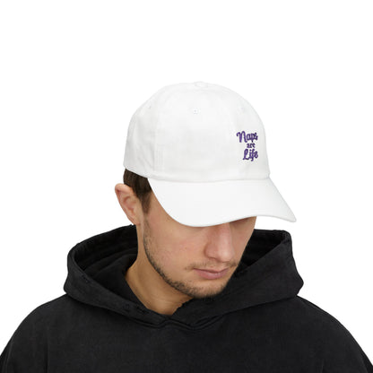 Naps Are Life Embroidered Classic Dad Hat – Cozy Comfort Hat for Nap Lovers, Rest Day Mood, and Chill Style. Purple Letters