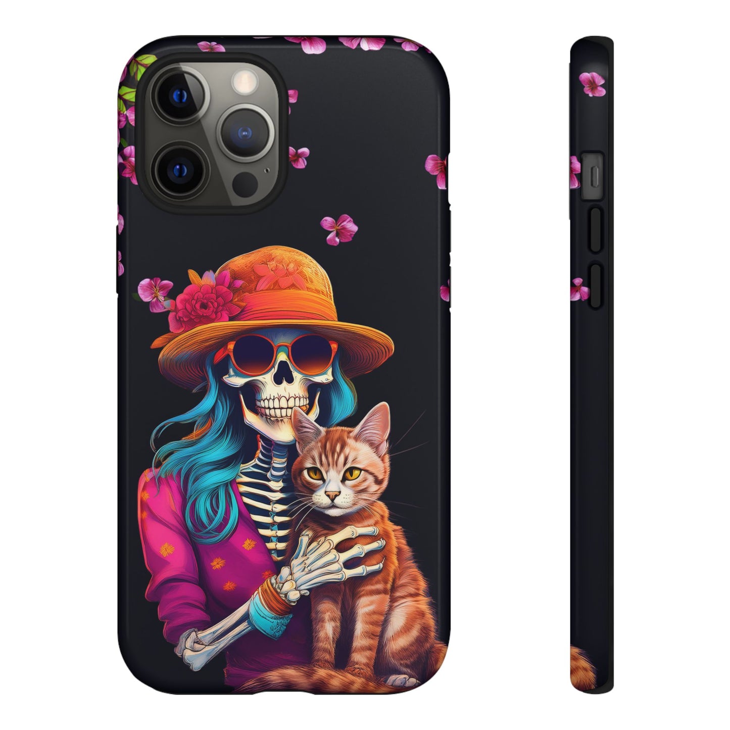 Skeleton holding a Cat Cell Phone Case 001