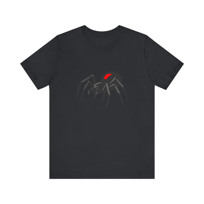 Black Widow Spider Graphic Tee Dark Theme – Deadly Cool Vector Design with Red Mark Accent