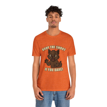 Boop the Snoot If You Dare Halloween Shirt – Funny Werewolf Halloween Graphic Unisex Jersey Short Sleeve Tee for Dog Lovers.