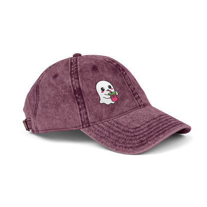 Cute Ghost Vintage Hat – Embroidered Kawaii Ghost Drinking Hat for Halloween Vibes and Everyday Boo Energy