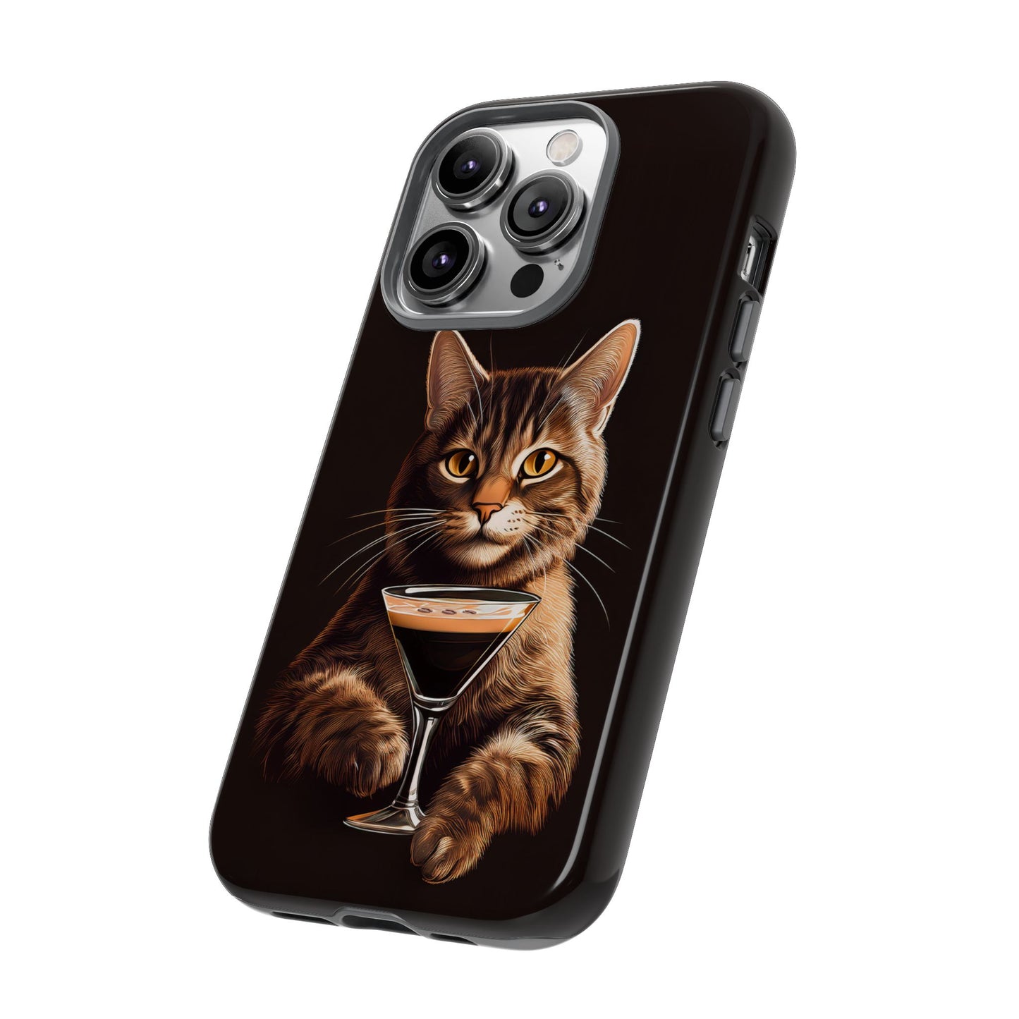 Sophisticated Cat with Espresso Martini Cell Phone Case 001