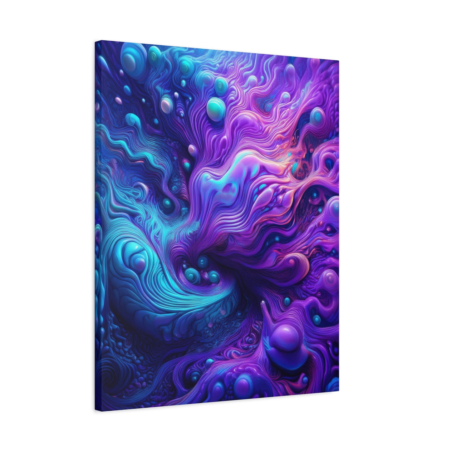 Ethereal Depths Vibrant Abstract Canvas Art - Matte Stretched Wall Decor