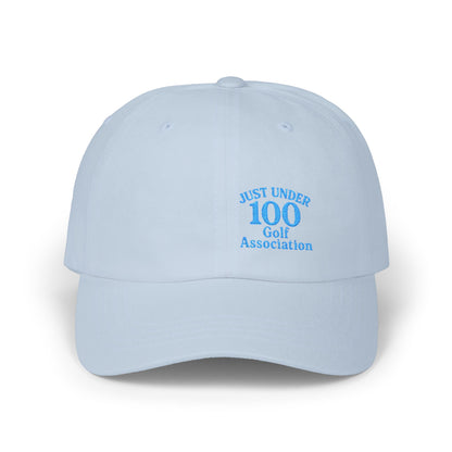 Just Under 100 Golf Classic Dad Hat – Embroidered Funny Golf Hat for Weekend Golfers and Casual Fairway Vibes. Blue Letters