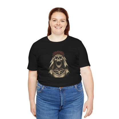 Screaming Skeleton Bride Halloween Shirt – Gothic Undead Bride Graphic Tee for Spooky Season Horror Fans